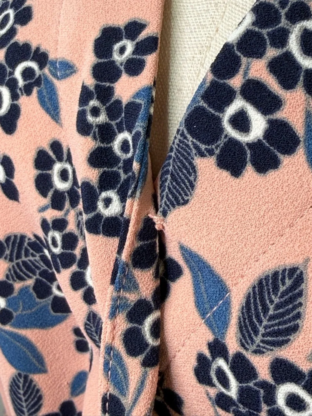J. Crew Pink & Blue Floral Print Faux Wrap Crepe Blouson Sleeve Blouse Size 4